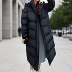 Alba long quilted hooded puffer parka - front view