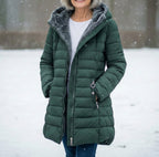 Cecilia fleece lined hooded puffer coat - front view