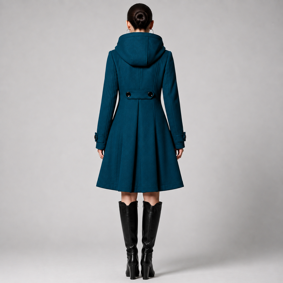 Beatrice wool blend a-line hooded coat - view 2