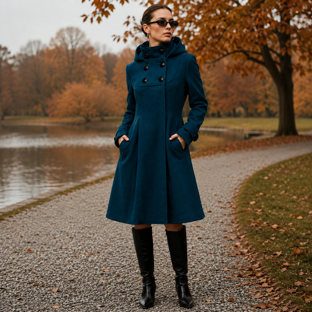 Beatrice wool blend a-line hooded coat - view 3