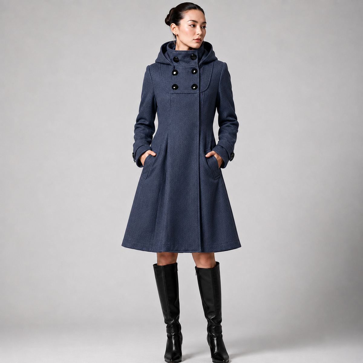 Beatrice wool blend a-line hooded coat - view 5