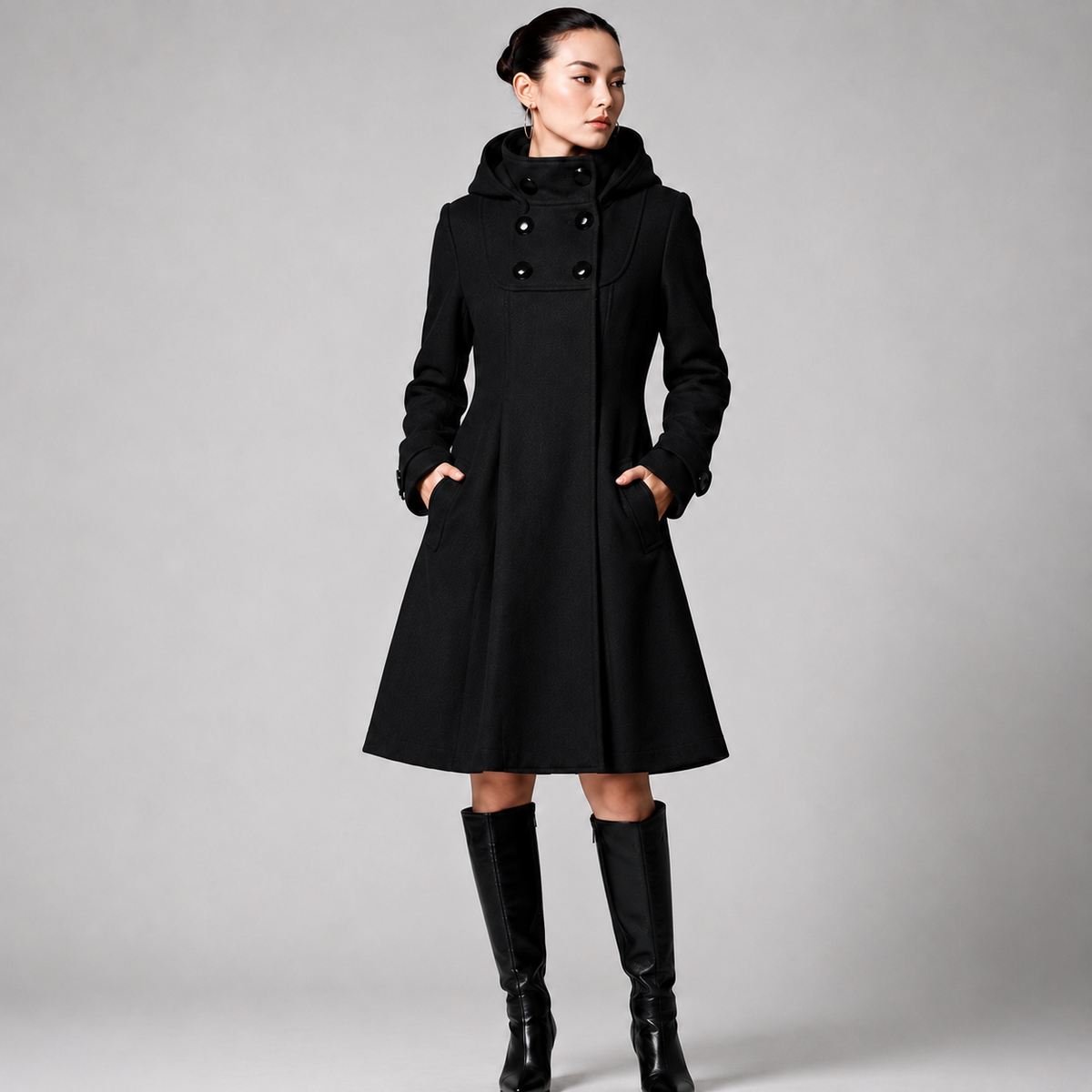 Beatrice wool blend a-line hooded coat - view 8