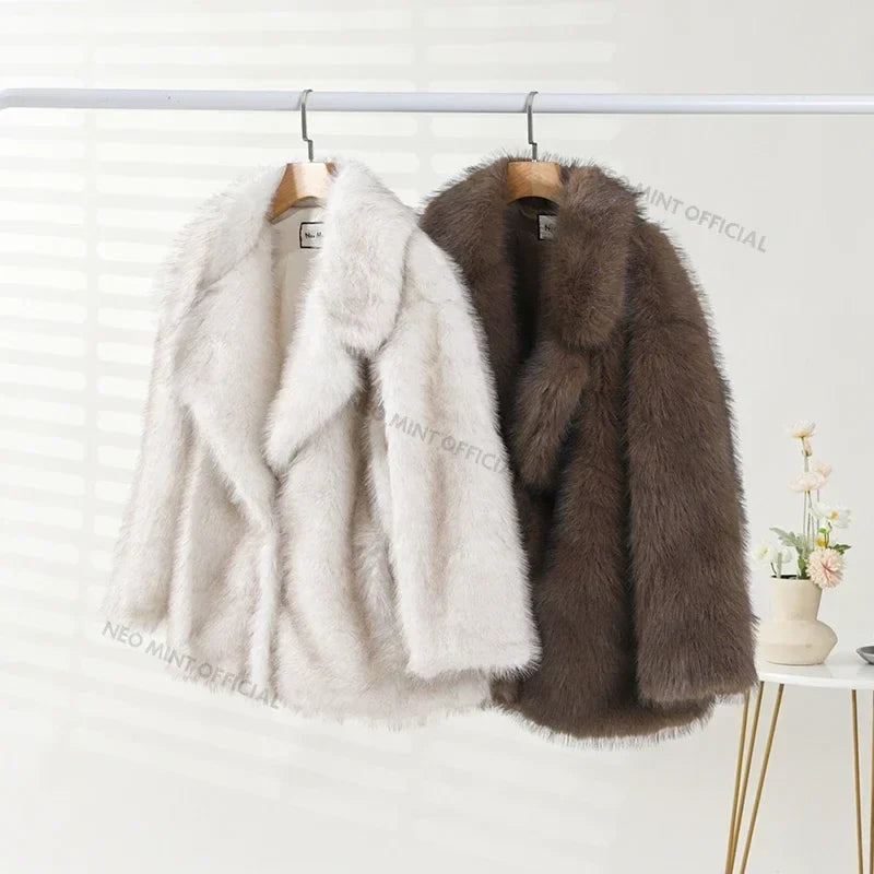Clara fluffy gradient faux fur coat - view 6
