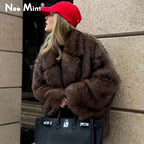 Clara fluffy gradient faux fur coat - front view