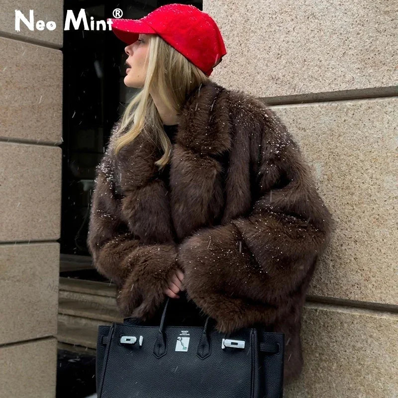Clara fluffy gradient faux fur coat - front view