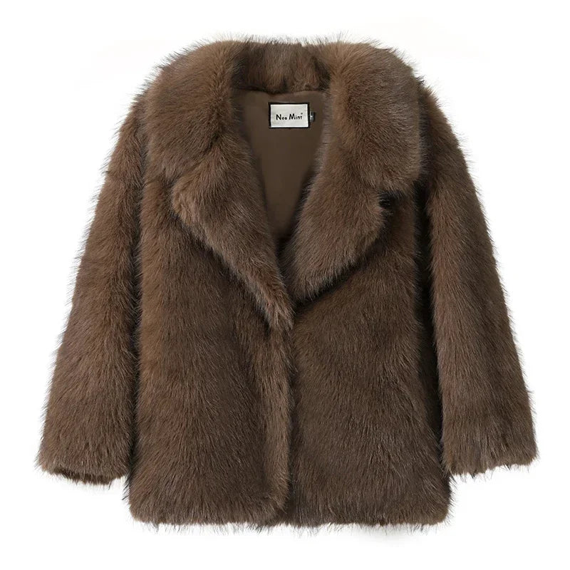 Clara fluffy gradient faux fur coat - view 7
