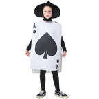 Kids Ace of Spades playing card Halloween costume with black spade on white tabard