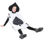 Kids Ace of Spades playing card Halloween costume with black spade on white tabard - view 3