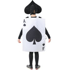 Kids Ace of Spades playing card Halloween costume with black spade on white tabard - view 4