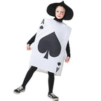 Kids Ace of Spades playing card Halloween costume with black spade on white tabard - view 5