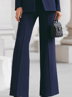 Longline stand-collar blazer with matching wide-leg trousers - view 3