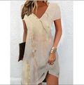 Aleena V-neck glitter cocktail dress with marble print and short sleeves