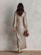 Aliyah sparkly sequin holiday party maxi dress with long sleeves - view 9