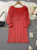 Long sleeve off-shoulder sequin mini dress - view 14