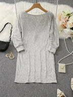 Long sleeve off-shoulder sequin mini dress - view 5