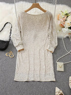 Long sleeve off-shoulder sequin mini dress - view 9