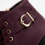Lace-up platform ankle boots with chunky block heel, gold buckle strap and side zip - view 10