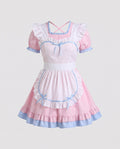 Women's maid Halloween costume dress with ruffled white apron and puff sleeves - view 4