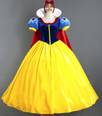 Women's princess Halloween costume with velvet bodice, puff sleeves, long satin skirt and cape - view 7