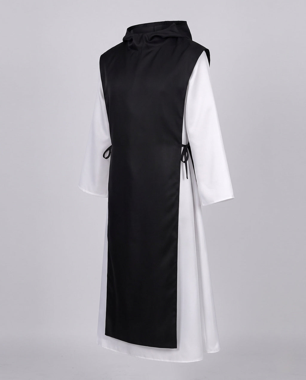 Women's hooded nun Halloween costume robe with contrast front panel - view 4