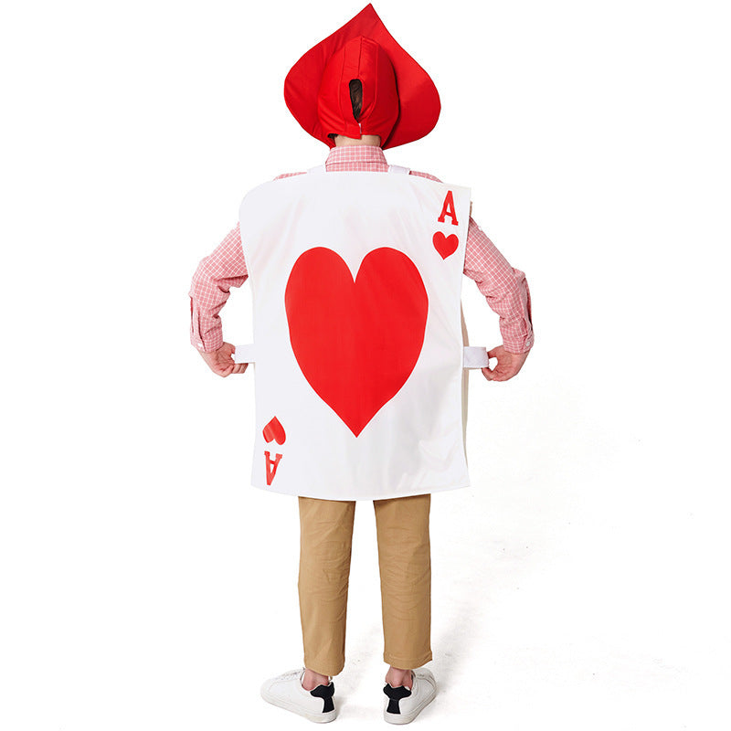 Kids ace of hearts playing card Halloween costume with red spade hood - view 4