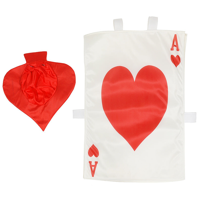 Kids ace of hearts playing card Halloween costume with red spade hood - view 5
