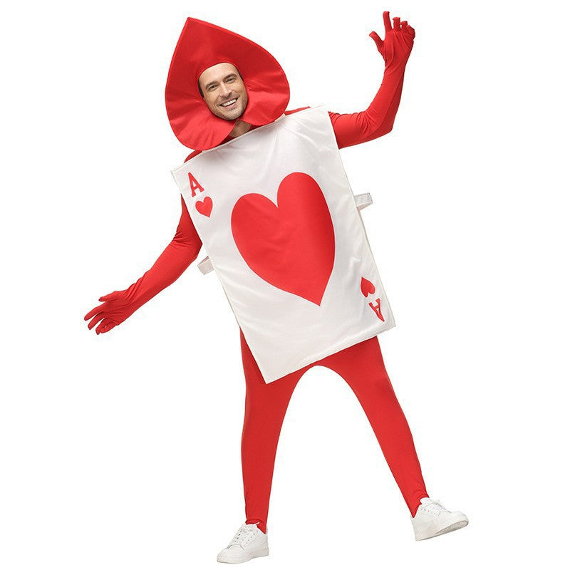Kids ace of hearts playing card Halloween costume with red spade hood - view 7