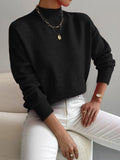 Women's drop shoulder turtleneck sweater in a soft knit with ribbed collar and cuffs - view 6