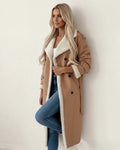 Astrid shearling lined longline coat - front view