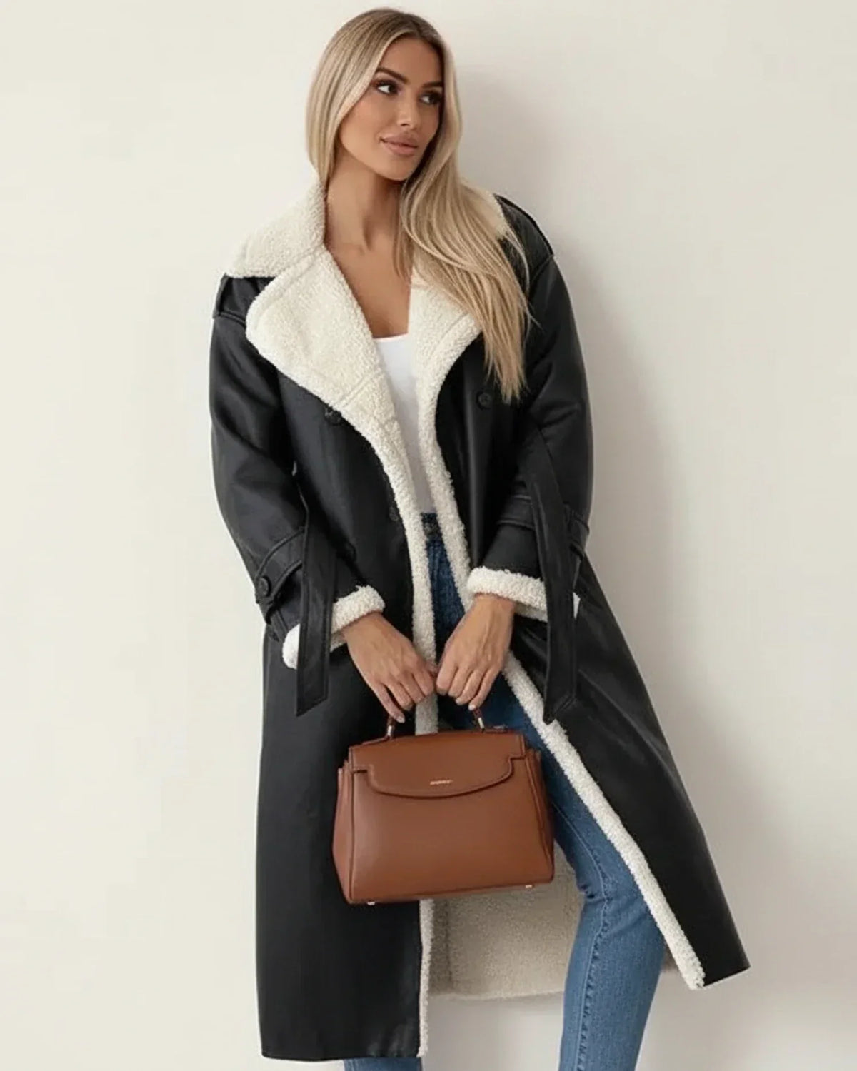 Astrid shearling lined longline coat - view 2
