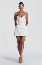 Strapless corset mini dress with sweetheart neckline and A-line skirt - view 12
