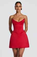 Strapless corset mini dress with sweetheart neckline and A-line skirt - view 15