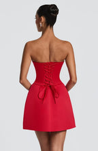 Strapless corset mini dress with sweetheart neckline and A-line skirt - view 16