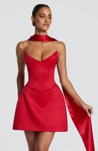 Strapless corset mini dress with sweetheart neckline and A-line skirt - view 18