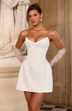 Strapless corset mini dress with sweetheart neckline and A-line skirt - view 3