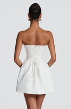 Strapless corset mini dress with sweetheart neckline and A-line skirt - view 4