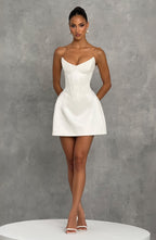 Strapless corset mini dress with sweetheart neckline and A-line skirt - view 8