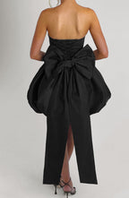 Strapless corset homecoming mini dress with bubble skirt and oversized back bow - view 10