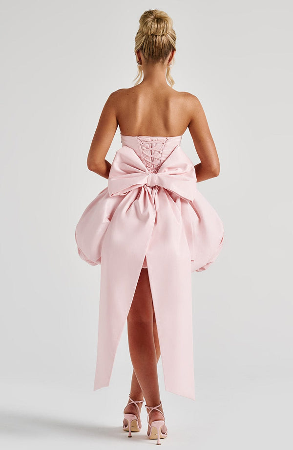 Strapless corset homecoming mini dress with bubble skirt and oversized back bow - view 13