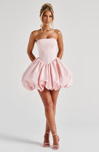 Strapless corset homecoming mini dress with bubble skirt and oversized back bow - view 14
