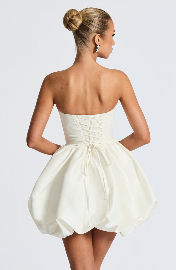 Strapless corset homecoming mini dress with bubble skirt and oversized back bow - view 22