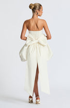 Strapless corset homecoming mini dress with bubble skirt and oversized back bow - view 24