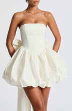 Strapless corset homecoming mini dress with bubble skirt and oversized back bow - view 26