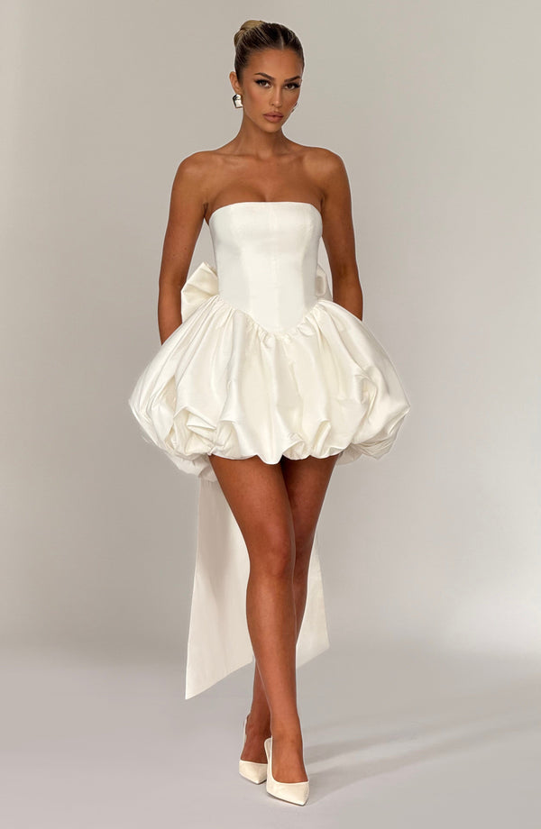Strapless corset homecoming mini dress with bubble skirt and oversized back bow - view 28