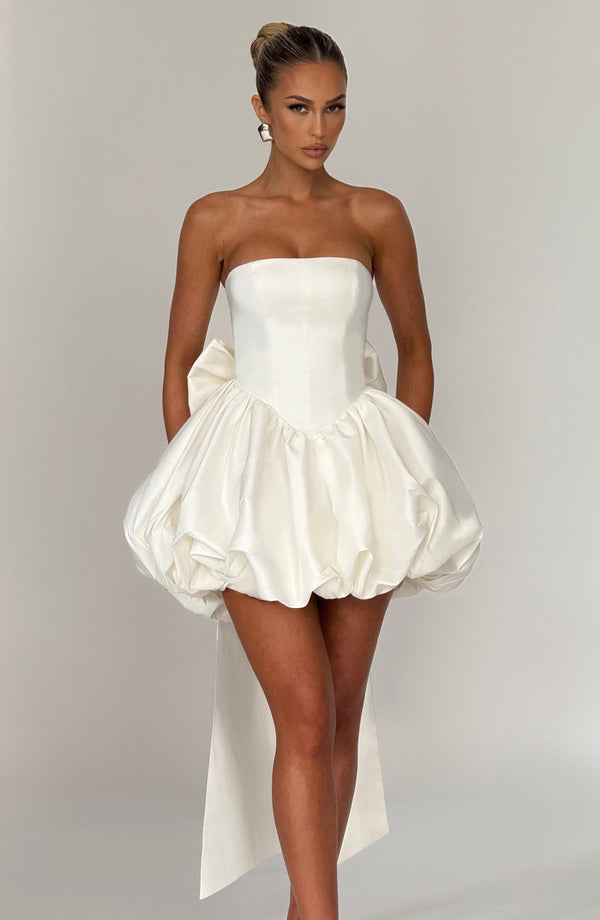 Strapless corset homecoming mini dress with bubble skirt and oversized back bow - view 29