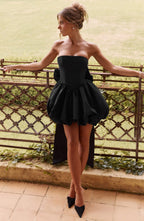 Strapless corset homecoming mini dress with bubble skirt and oversized back bow - view 6