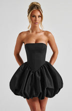 Strapless corset homecoming mini dress with bubble skirt and oversized back bow - view 8