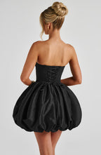 Strapless corset homecoming mini dress with bubble skirt and oversized back bow - view 9