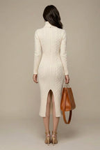 Emmeline cable knit turtleneck midi dress - view 3
