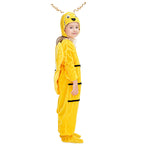 Kids yellow bee costume with black stripes, wings and antennae hat - view 3